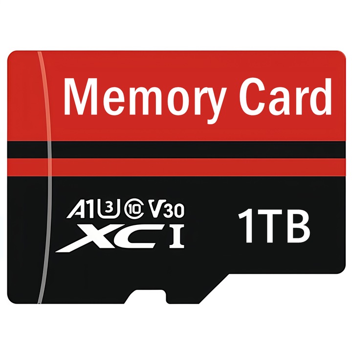 Micro SD memóriakártya 1TB adapterrel, microSDXC UHS-I U3 A1 V30, nagy sebességű USB 3.0 akár 100 Mb/s, kompatibilis okostelefonnal, táblagéppel, fényképezőgéppel, drónnal, fedélzeti kamerával és játékkontrollerrel