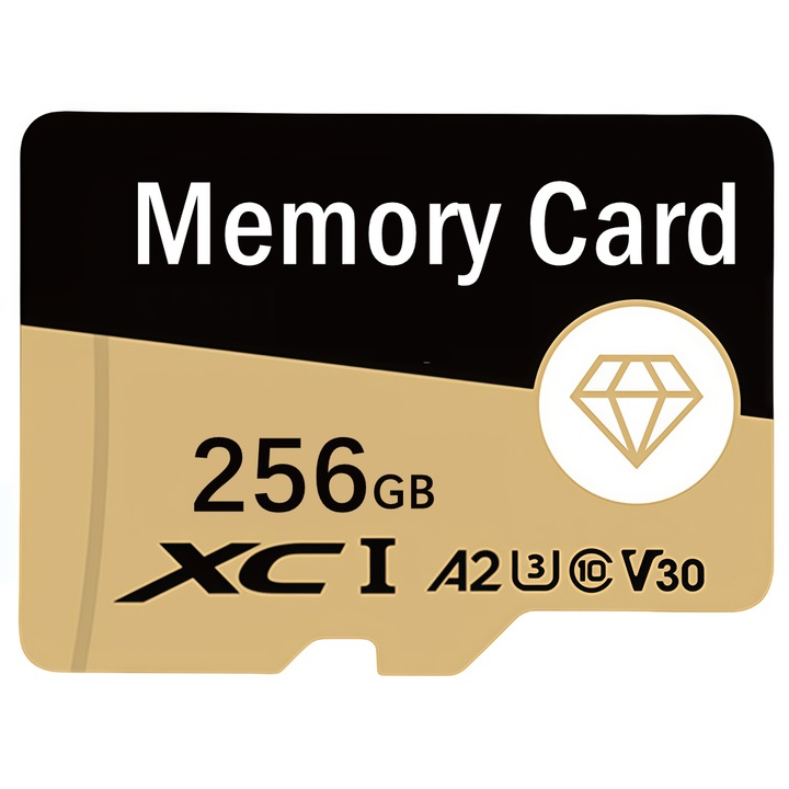 Card memorie 256GB inclus adaptor, microSDXC UHS-I V30 A2 U3, viteza maxima 100 Mb/s, pentru telefon, drona si camera auto