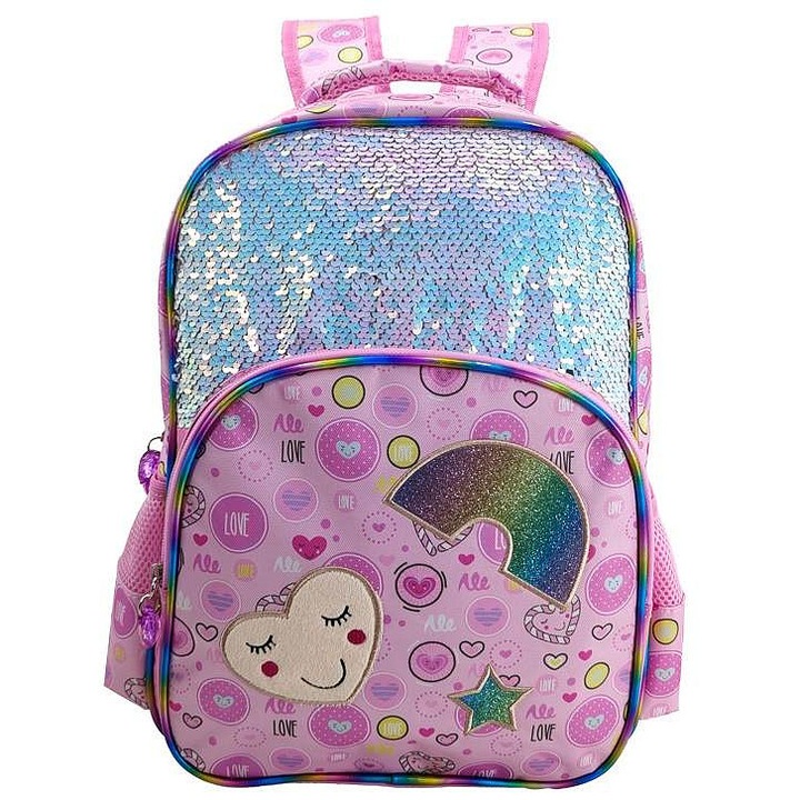 Rucsac fete Sparkys 40x30.5x13cm inima roz