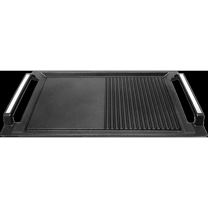 Placa gratar (grill) Concept GD455, din fonta, suprafata antiaderenta, parte zimtata si neteda, negru, 230 x 430 x 40 mm