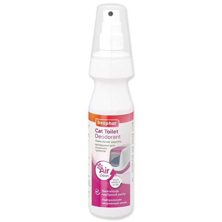 Deodorant spray pentru litiera Beaphar Cat Toilet Deodorant, neutralizeaza mirosuri, indeparteaza pete, Alb, 150ml