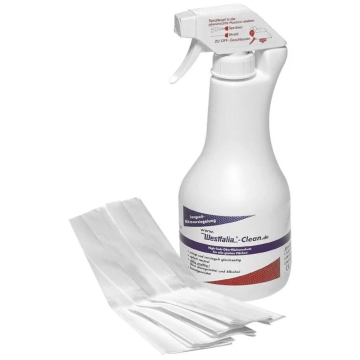 Westfalia Clean ablaktisztító spray 550 ml, gyapjúkendővel, nedves/száraz használatra