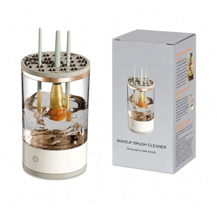 Aparat Electric Curatare Pensule Machiaj cu USB, Rotire Automata, Uscare Rapida, Compact