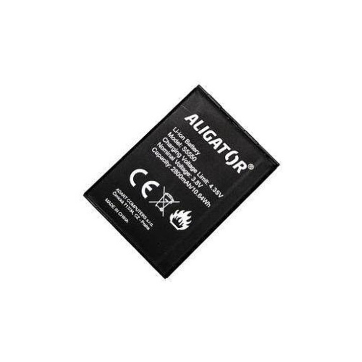 Aligator S5550 Duo akkumulátor, Li-Ion, 2800mAh, Fekete, 1 db