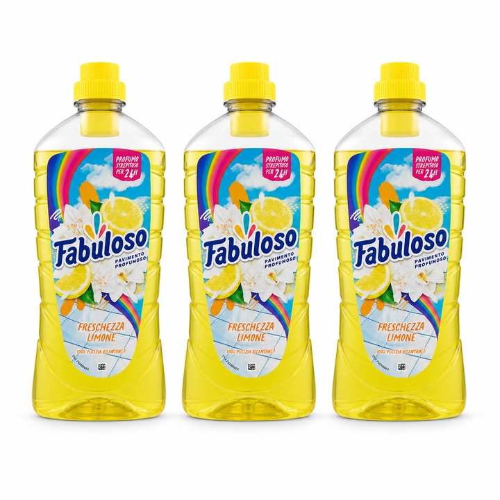 Set 3 x Fabuloso Freschezza Limone, detergent parfumat pentru pardoseli, 950 ml