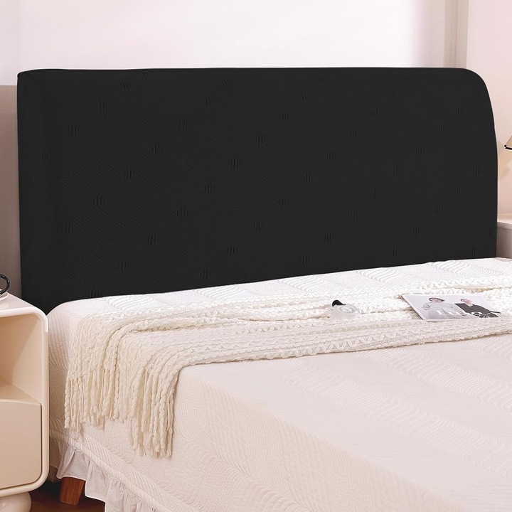Husa elastica pentru tablie pat Ystyle, 120-140 cm, Protectie 360°, Antipraf, Impermeabila, Hipoalergenica, Poliester, culoare Negru