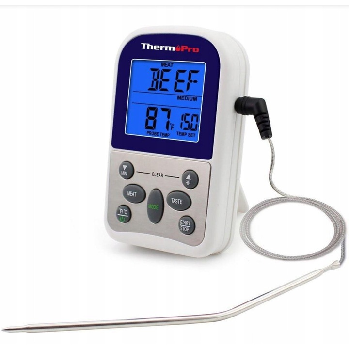 Дигитален термометър ThermoPro TP-10, сонда от неръждаема стомана 16см, многоцветен, 100см