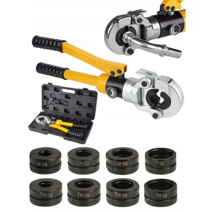 Hidraulikus PEX csőprés 16-32mm, 8 matricás készlet, 360°-ban forgatható, 12 tonna