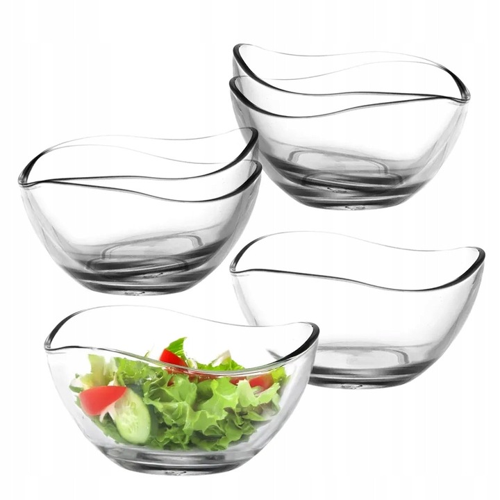 Altom Design 6 db-os üvegtál készlet, 430 ml, átlátszó, 14x7 cm, hullámos