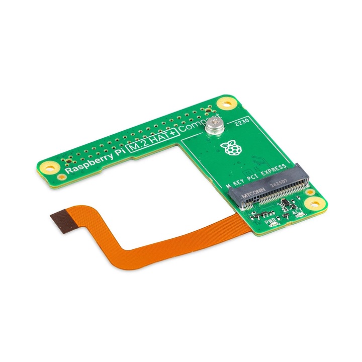 M.2 HAT+ Kompakt bővítőmodul Raspberry Pi 5-höz, NVMe PCIe SSD támogatás