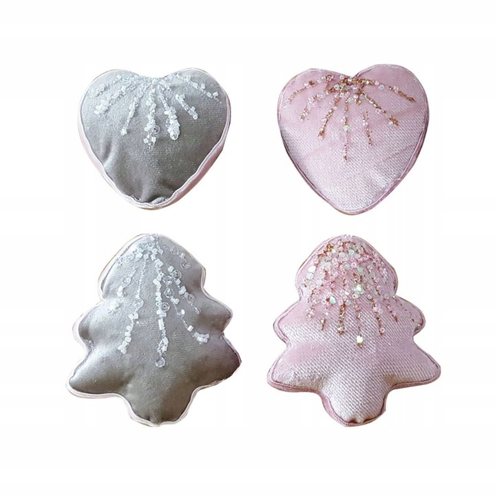 Set 12 globuri plusate Altom Design roz gri 7cm