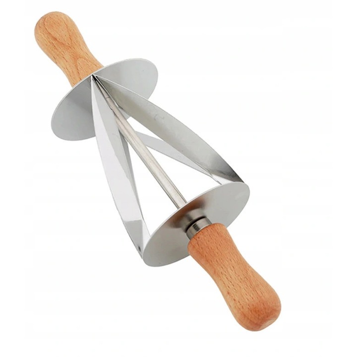 Rulou pentru aluat Brunbeste, mini croissante, inox si lemn, 9cm