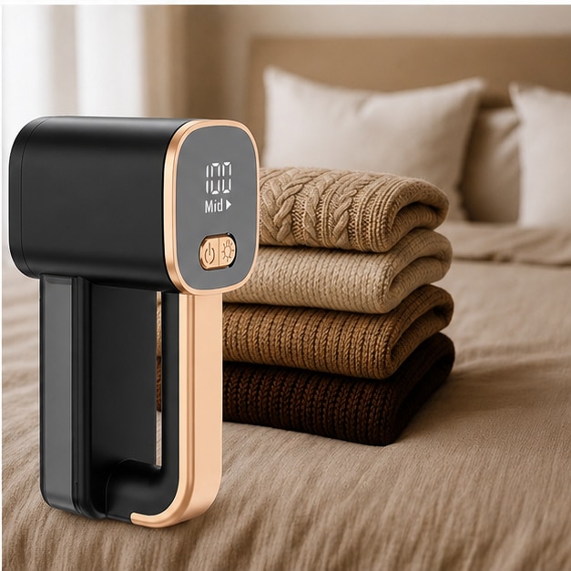 Aparat Electric pentru Indepartat Scame, pentru Haine, Canapele si Tapiterii, LCD + LED, 3 Trepte Viteza, USB-C, Negru