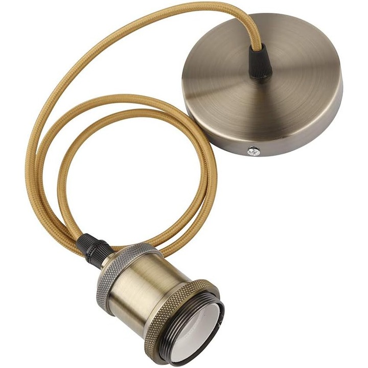 Tigrezy E27 foglalat - Antik stílusú függőlámpa - Retro vintage függőlámpa - Fonott kábel - Bronz