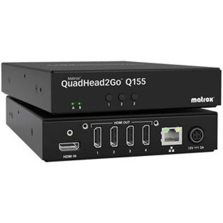 Matrox QuadHead2GO Q155 Q2G-H4K2 – Външен мулти-дисплей адаптер (1x HDMI -> 4x HDMI)