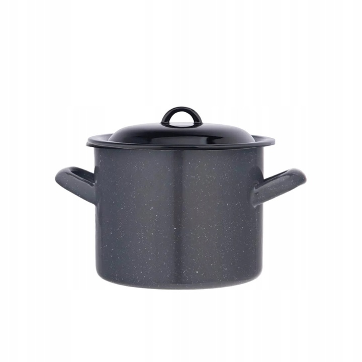 Oala emailata Silesia 2,2L gri alb 16x12cm set capac