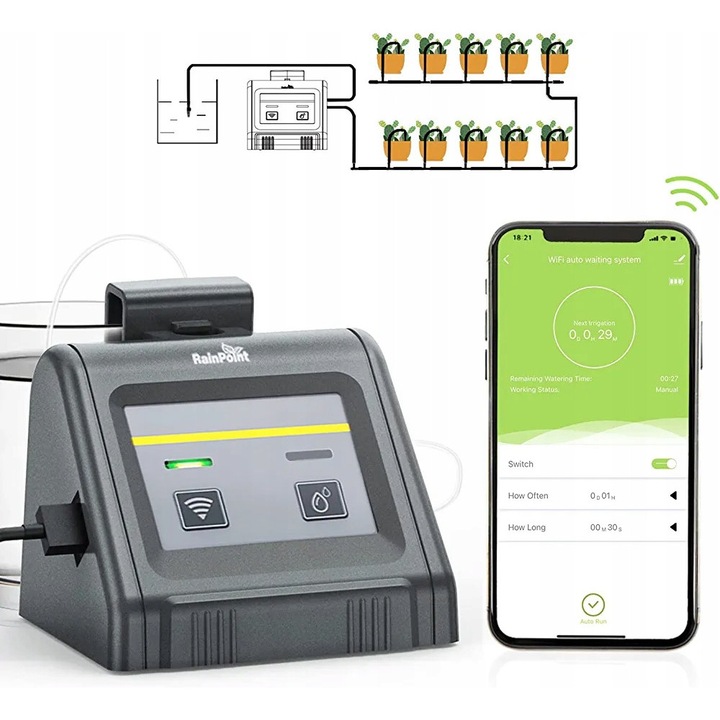 Sistem irigare automat RainPoint IK10PW WiFi, control aplicatie, alb, set