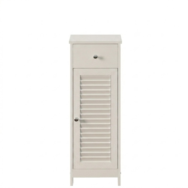 Dulap de baie alb cu coloana inalta, stil loft, 87 cm, Muvu