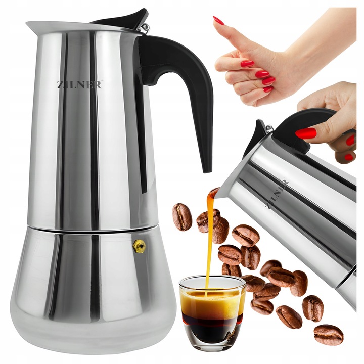 Espressor Zilner 12 cani 600ml metal argintiu