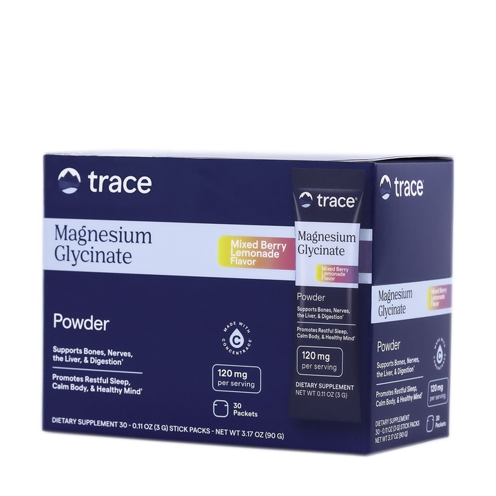 Magneziu glicinat pudra aroma fructe de padure, plicuri