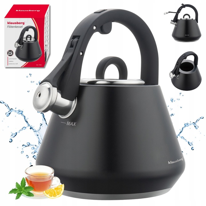 Ceainic traditional din otel 2,5 l negru