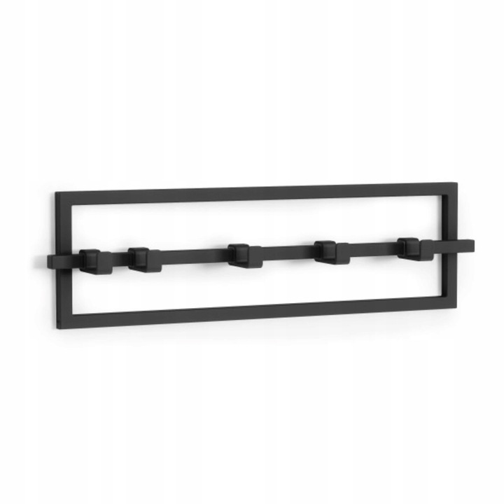 Cuier de perete Umbra Cubiko, metal, 5 carlige, negru, 15x53x6cm