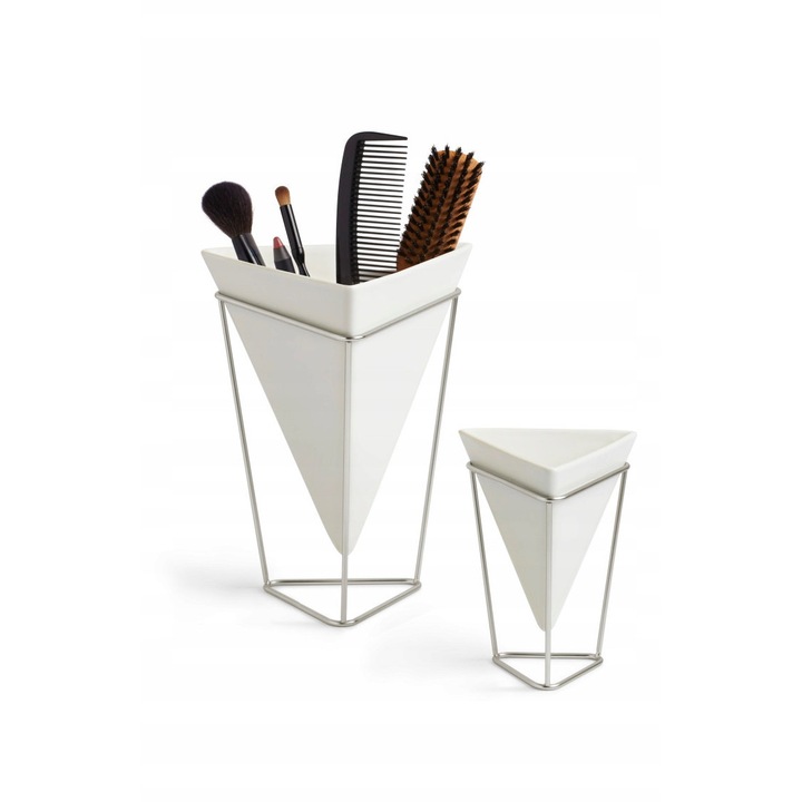 Umbra Trigg váza szett 2 db, fehér-nikkel 15.5x14x20.3cm 11x9.8x14.3cm