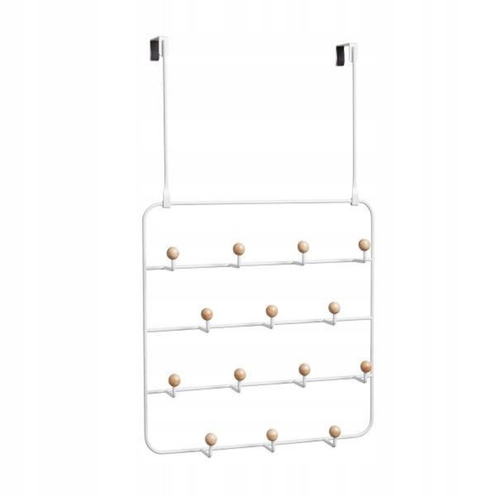 Cuier de perete Umbra Estique alb 36x7x60cm, 14 carlige, metal si lemn