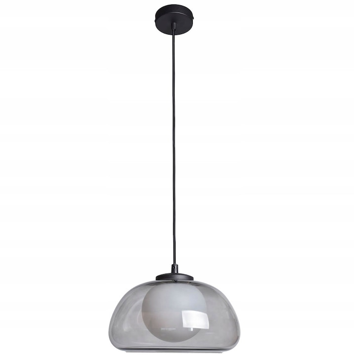 Italux Ainale függőlámpa, füstszínű üveg, fekete, 24,5x150cm