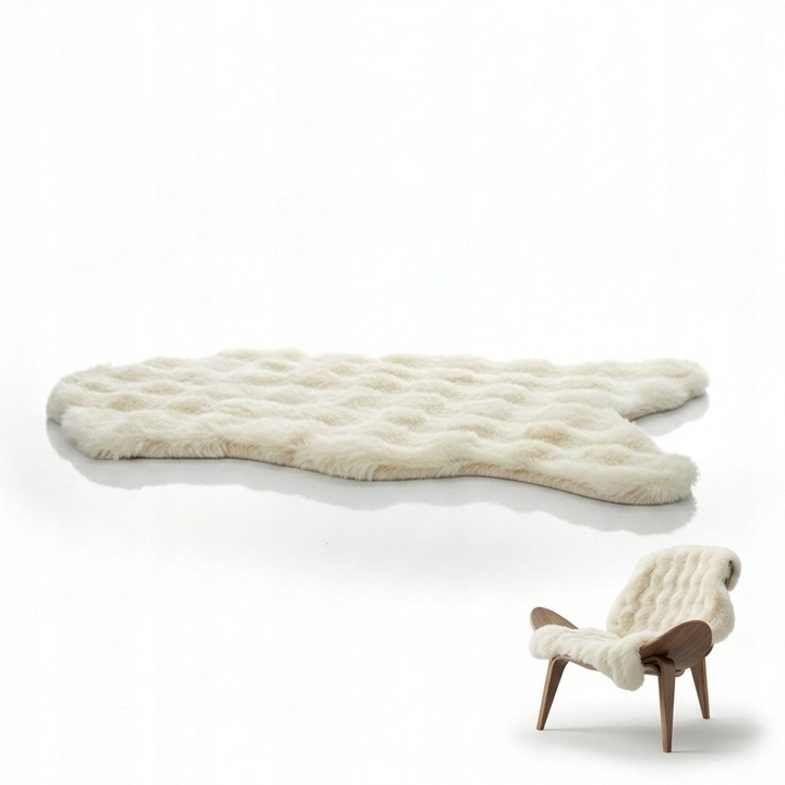 Covor plusat crem 60x90 cm moale si pufos hygge