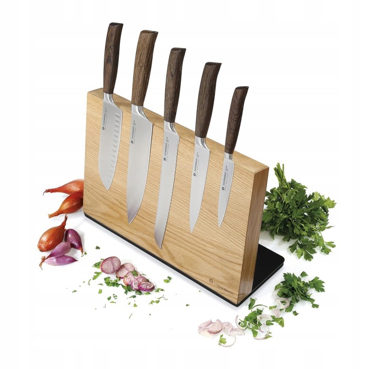 Bloc magnetic pentru cutite Zassenhaus Studio, 8 cutite, stejar, 36x12.5x23 cm