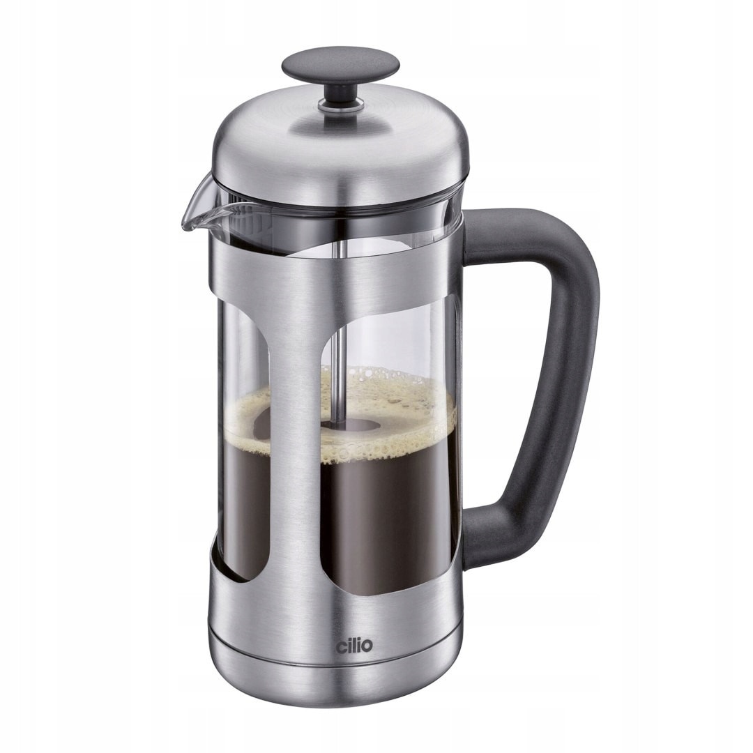 Cafetiera French Press Cilio, 0.35L, argintiu transparent, 7x17cm