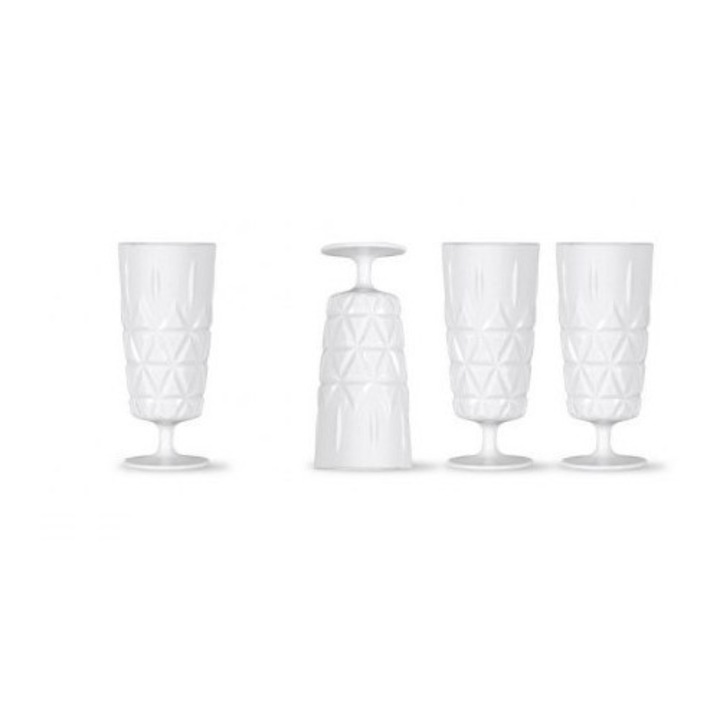 Set 4 pahare picnic pentru sampanie Sagaform acril alb 0,2L 14cm