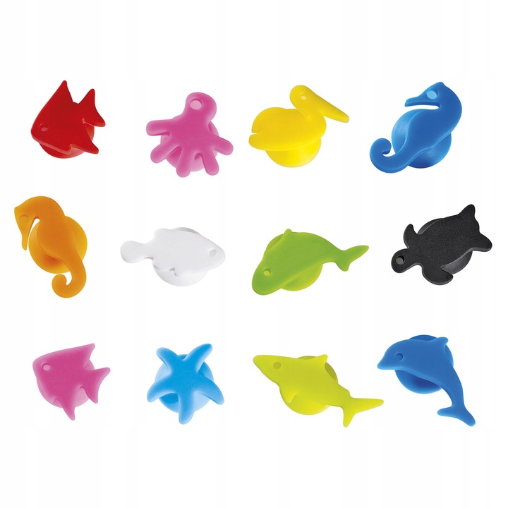 Комплект 12 маркера за чаши Cilio Nautico многоцветни 1,5x1,5x1,7cm силикон