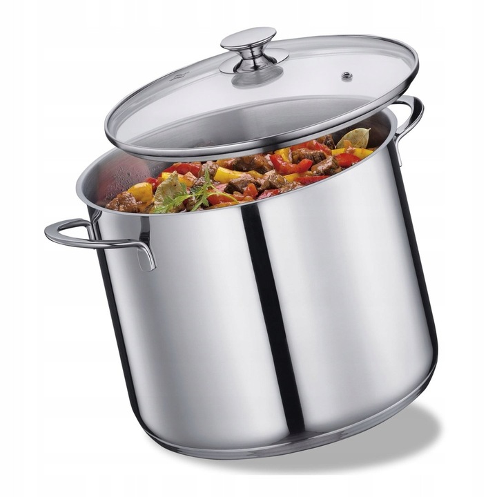 Тенджера от неръждаема стомана Kuchenprofi Capri 12L със стъклен капак 28x20,5см