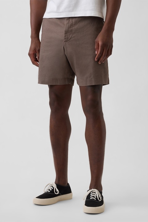 GAP, Pantaloni scurti din amestec de in cu buzunare, Maro taupe