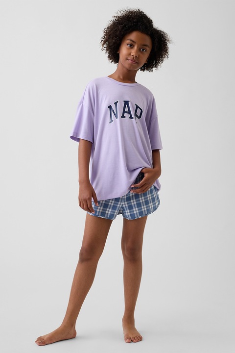 GAP, Pijama scurta lejera cu decolteu la baza gatului, Lila