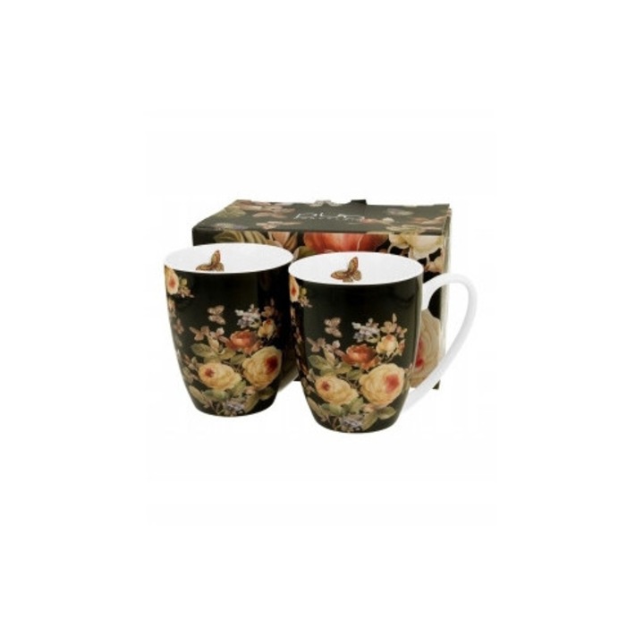 Комплект 2 чаши Duo Warda, порцелан New Bone China, 360мл, 8.2x10.3x11.5см, многоцветен