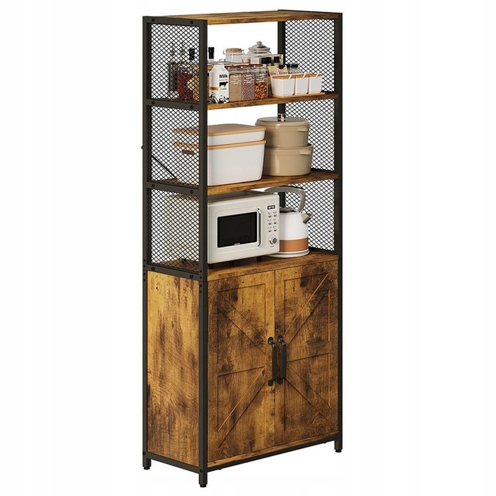 Bufet rustic industrial tip loft, dulap independent, raft, comoda cu sertare, 151 cm, Rebiko