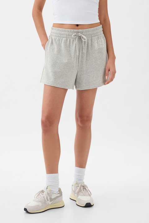 GAP, Pantaloni scurti de trening cu logo, Gri deschis melange