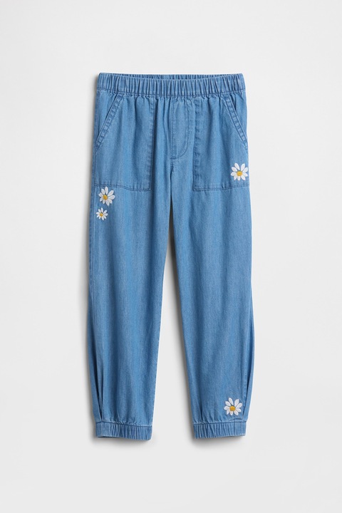 GAP, Blugi cu broderie florala, Albastru pastel