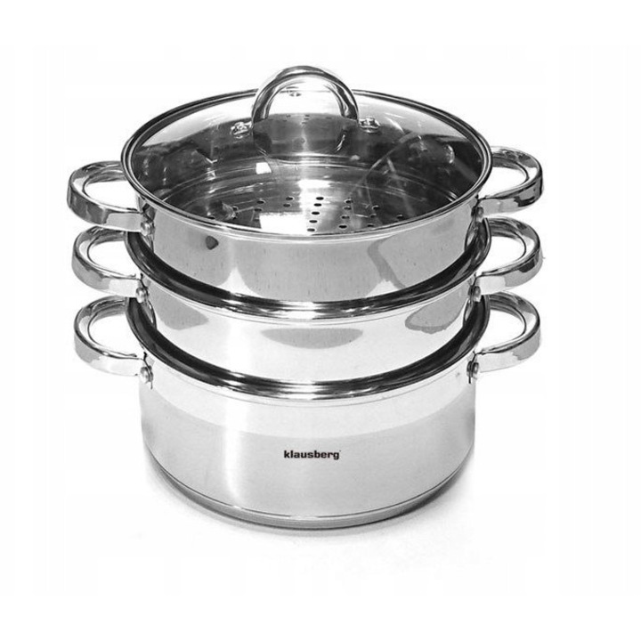 Oala pentru gatit la aburi Klausberg 20cm 3.1L inox set