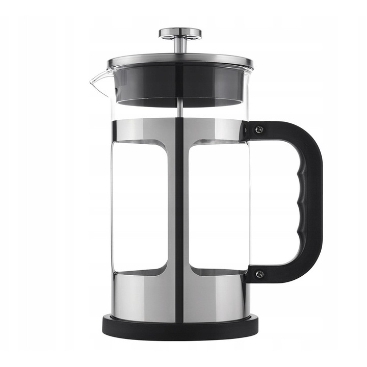 Vinzer 50367 French Press kávé- és teafőző, dugattyús szűrővel, Thermix boroszilikát üvegkancsóval, 18/10 rozsdamentes acél testtel, átlátszó/inox, 1 l