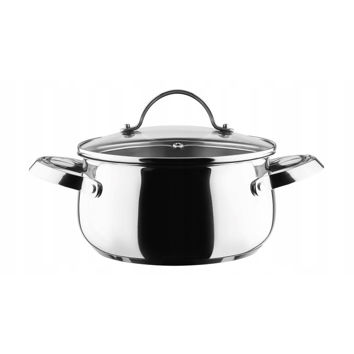 Тенджера Vinzer Culinaire 2,4L инокс 18x13x21cm с капак от термоустойчиво стъкло