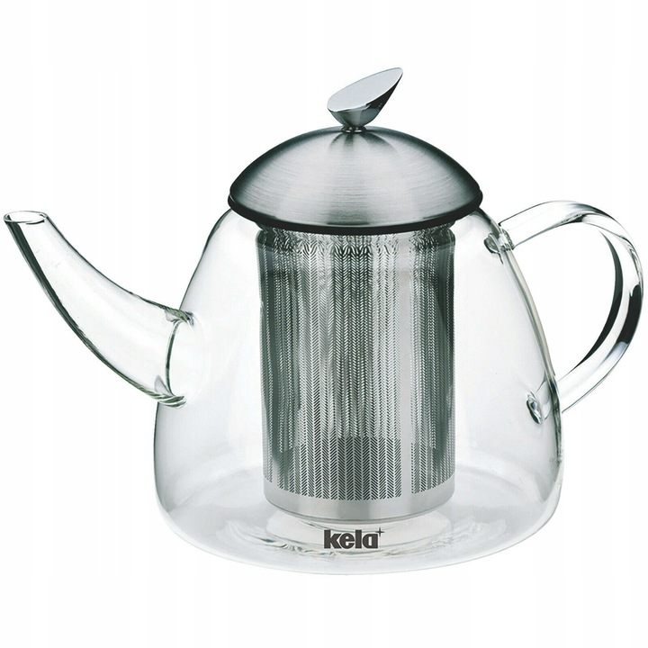 Kela Aurora teáskanna, boroszilikát üveg, rozsdamentes acél fedél, 1300ml, 13x14x15.5cm