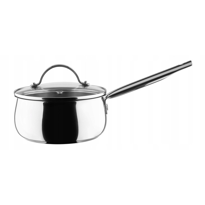 Тенджера Vinzer Culinaire 1,6L инокс 16см с капак от термоустойчиво стъкло