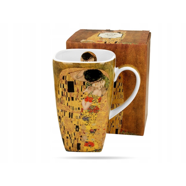 Cana patrata Duo Klimt Pocalunek 630ml multicolor 14x9cm