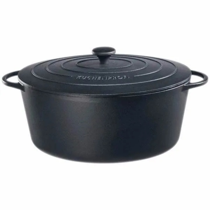 Kuchenprofi Provence ovális edény 12,5L zománcozott fekete 40x16cm