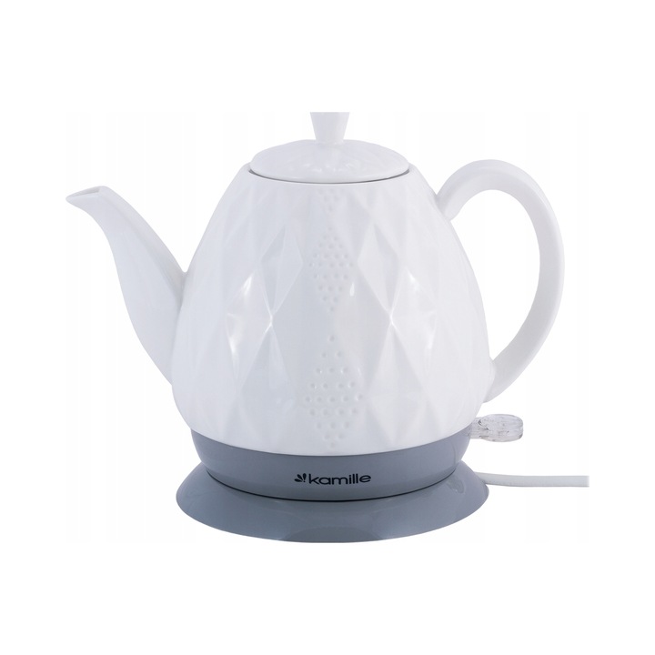 Електрическа кана Kamille, керамична, бяла, 1.2L, 1200W