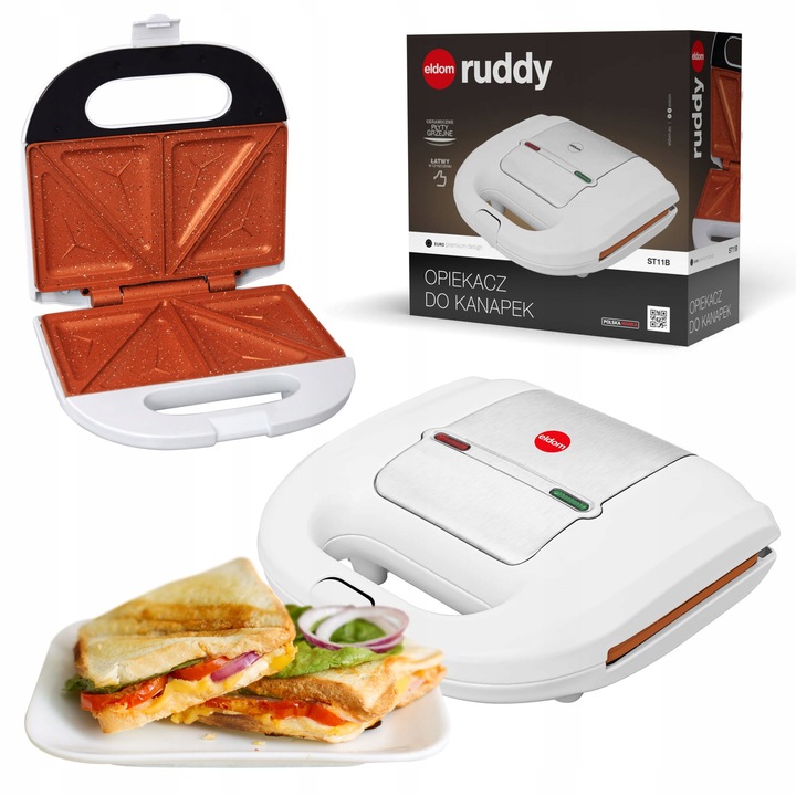 Eldom ST11 szendvicssütő, kerámia, tapadásmentes, fehér, 750W